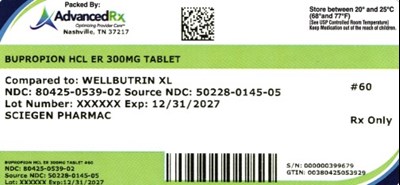 Buprion HCL ER 300mg Tablet 80425-0539-02.jpg Bupropion HCl ER 300mg #60 - Buprion HCL ER 300mg Tablet 80425 0539 02